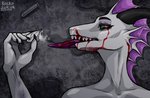 anthro blood bodily_fluids cocaine cocaine_on_nose corpse death drugs female female_death gore horn overdose psychodelic sharp_teeth teeth white_body kolkolukija mythology dragon mythological_creature mythological_scalie reptile scalie