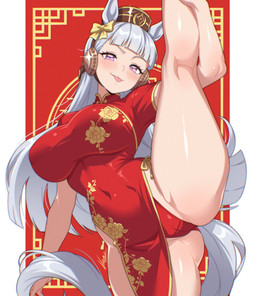 accessory asian_clothing barely_visible_underwear big_breasts blush blush_lines bow_ribbon breasts butt butt_from_the_front camel_toe chinese_clothing chinese_dress clothing dress east_asian_clothing female flashing flashing_panties flexible floral_print front_view glistening glistening_body glistening_clothing glistening_dress glistening_skin hair hair_accessory hair_bow hair_ribbon long_hair looking_at_viewer navel_outline nipple_outline on_one_leg panties panty_peek panty_shot partially_visible_underwear purple_eyes raised_leg red_clothing red_dress red_panties red_underwear ribbons slit_dress smile smiling_at_viewer smug solo sparkles splits spread_legs spreading standing tail thick_thighs tongue tongue_out underwear white_bars white_hair white_tail wide_hips vizaz cygames uma_musume_pretty_derby gold_ship_(pretty_derby) animal_humanoid equid equid_humanoid equine equine_humanoid horse_humanoid humanoid mammal mammal_humanoid 2026 digital_drawing_(artwork) digital_media_(artwork) hi_res pillarbox