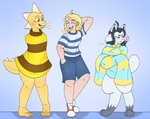 annoyed anthro armless clothed clothing female group hair male simple_background smile white_body hornynym undertale undertale_(series) kord_(character) monster_kid temmie_(undertale) human mammal tem hi_res