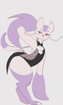 anthro butt female smile smiling_at_viewer solo teasing thick_thighs whiskers kitsunekotaro nintendo pokemon fan_character shoa_mien generation_5_pokemon mienshao pokemon_(species) hi_res