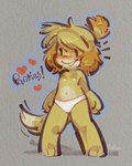 3_toes anthro bare_chest barefoot blush breasts clothed clothing crotch_seam feet female fur heart_symbol mostly_nude navel panties panties_only paws simple_background small_breasts solo text toes toony topless underwear underwear_only white_clothing white_panties white_underwear yellow_body yellow_fur panken animal_crossing nintendo isabelle_(animal_crossing) canid canine canis domestic_dog mammal 2024