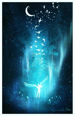 ambiguous_gender bowed_string_instrument crescent_moon detailed_background flying forest grass group holding_musical_instrument holding_object large_group moon musical_instrument musical_note musical_symbol night outside plant playing_music sky standing star starry_sky string_instrument symbol tree violin wings ellysiumn avian bird humanoid winged_humanoid blue_theme dark_theme hi_res