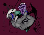 anthro balls bdsm bodily_fluids bondage bound claws feet flaccid foreskin genitals humanoid_genitalia humanoid_penis male paws penis soles sweat toes tops unretracted_foreskin wet muffinvinvin mythology muffin_(muffinvinvin) dragon mythological_creature mythological_scalie scalie hi_res