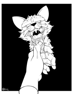 bodily_fluids disembodied_hand drooling fangs feral fur holding_object holding_tongue humanoid_hands male mouth_play open_mouth saliva saliva_on_hand saliva_on_tongue saliva_string solo teeth tongue tongue_out whiskers jimfoxx daniel_mullins_games inscryption stoat_(inscryption) mammal mustelid musteline stoat true_musteline weasel 2026 digital_media_(artwork) headshot_portrait monochrome portrait signature
