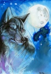 ambiguous_gender black_nose feral full_moon fur moon night solo teeth pearleden canid canine canis mammal wolf