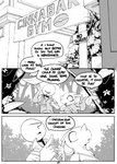 anon anthro backpack black_and_white clothed clothing comic day detailed_background dialogue duo english_text female forest generation_1_pokemon gesture hand_gesture hi_res human jungle male mammal monochrome nidoqueen nintendo outside plant pointing pokemon pokemon_(species) queenie_(shoutingisfun) shoutingisfun sign speech_bubble text tree
