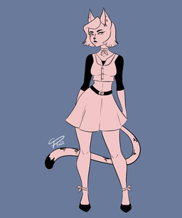 ankle_ribbon anthro belt belt_buckle black_clothing black_eyebrows black_footwear black_high_heels black_lipstick black_shirt black_shoes black_topwear bottomwear bow_choker breasts buckle choker clothing collarbone collared_shirt contrapposto dipstick_tail dress_shirt ear_piercing eyebrows eyeliner female footwear hair high_heels inner_ear_fluff jewelry lipstick long_sleeves long_tail looking_at_viewer makeup markings medium_breasts midriff navel necklace piercing shirt shoes short_hair simple_background skirt small_waist solo straight_hair tail tail_markings topwear tuft undershirt white_bottomwear white_clothing white_hair white_shirt white_skirt white_topwear thepurpalynn domestic_cat felid feline felis mammal 2022 5:6 hi_res restricted_palette signature
