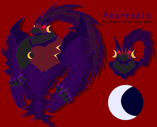 anthro armor armwear bottomless bottomless_anthro breastplate clothed clothed_male clothing cybernetic_arm cybernetic_head cybernetic_limb cybernetics dark_armor electricity energy energy_body hair headgear headwear helmet jaws looking_at_viewer machine male moon_symbol multicolored_armor multicolored_armwear multicolored_clothing multicolored_headwear muscular muscular_arms purple_arms purple_body red_armor red_background red_eyes simple_background solo spots steel_armor text three-quarter_view two_tone_armor yellow_spots drybosstar capcom mega_man_(series) ecorroxis fan_character alien digital_creature em_being absurd_res colored digital_drawing_(artwork) digital_media_(artwork) hi_res model_sheet