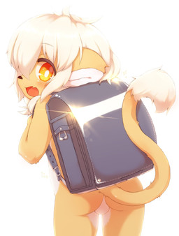 anthro backpack backsack balls butt countershading genitals kemono looking_back male nude open_mouth rear_view shota simple_background solo white_background young young_anthro do_obmmm cyberconnect2 drecom full_bokko_heroes felid lion mammal pantherine hi_res