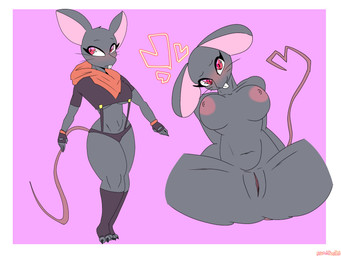 anthro areola breasts female fur genitals grey_body grey_fur heart_symbol nipples nude nude_anthro nude_female pink_background pink_nipples red_eyes simple_background solo tail vulva kamino1 mammal murid murine rat rodent 4:3 hi_res