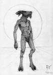 anthro balls biped claws crotch_fur dark_body dark_fur flaccid fur fuzzy_balls genitals hooves horizontal_pupils horn male navel nipples penis pupils simple_background solo standing dekxer animal_humanoid bovid caprine caprine_demon demon humanoid mammal satyr 2019 absurd_res dated graphite_(artwork) hi_res monochrome traditional_media_(artwork)