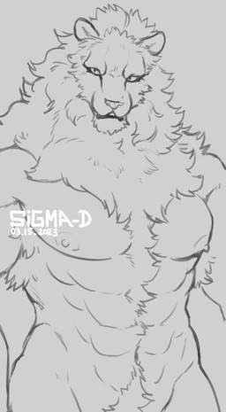 abs anthro armpit_hair body_hair fur looking_at_viewer male mane muscular muscular_anthro muscular_male nipples nude pecs simple_background solo text tuft sigma-d felid lion mammal pantherine 2023 absurd_res artist_name dated digital_media_(artwork) hi_res monochrome