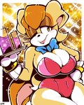 anthro beverage big_breasts breasts cleavage clothed clothing female gloves handwear leotard lipstick long_ears makeup one_eye_closed solo wink legendofnerd sega sonic_the_hedgehog_(series) vanilla_the_rabbit lagomorph mammal 2023 4:5 hi_res signature