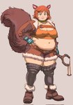 belly_overhang boots bottomwear breasts brown_tail clothed clothing female female_humanoid fluffy fluffy_tail footwear freckles front_view hair legwear navel nipple_outline orange_hair overweight overweight_female overweight_humanoid shoes shorts solo tail thigh_highs 1p3p3nis marvel squirrel_girl_(marvel) animal_humanoid humanoid mammal mammal_humanoid rodent rodent_humanoid sciurid sciurid_humanoid tree_squirrel_humanoid digital_media_(artwork) full-length_portrait hi_res portrait