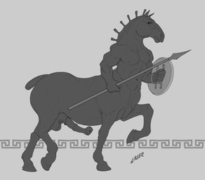 abs anatomically_correct anatomically_correct_genitalia anatomically_correct_penis animal_genitalia animal_penis balls equine_genitalia equine_penis erection flared_penis genitals hooves male medial_ring melee_weapon muscular muscular_male muscular_taur nude penis polearm sheath shield solo spear vein veiny_penis weapon laser_(artist) equid equid_taur equine equine_taur horse horse_taur mammal mammal_taur taur 2019 greyscale monochrome sketch
