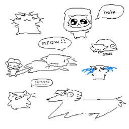 anthro asking_for_help bodily_fluids bread crying dialogue eyes_closed featureless_crotch feral food group illegible_text looking_aside lying nude on_front running smile speech_bubble standing tears text sillycritterz canid canine canis domestic_cat domestic_dog felid feline felis gastropod hybrid mammal mollusk snail 1:1 2023 english_text hi_res sketch sketch_page