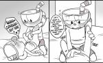 anal anal_penetration animate_inanimate anvil_position aroused bed bedroom_eyes belly_rub blush bodily_fluids bottomless bottomwear brother_(lore) brothers_(lore) clothed clothed_sex clothing comic container cup cuphead_(character) cuphead_(game) dialogue drooling duo encouragement english_text erection eyes_closed first_person_view footwear for_a_head foreskin from_front_position furniture genital_fluids genitals gloves grabbing_sheets half-closed_eyes handwear heart_symbol humanoid humanoid_genitalia humanoid_on_humanoid humanoid_penis incest_(lore) kneeling leg_glider_position leg_grab leg_on_shoulder legs_up legwear looking_at_another looking_at_partner looking_down looking_pleasured lying male male/male male_penetrated male_penetrating male_penetrating_male male_pov moan motion_lines mugman narrowed_eyes not_furry object_head on_back on_bed open_bottomwear open_clothing open_pants open_shorts pants penetration penis precum raised_leg retracted_foreskin saliva seductive sex shorts sibling_(lore) socks speech_bubble squirming surprise text thrusting toony toxic-boner wide_eyed