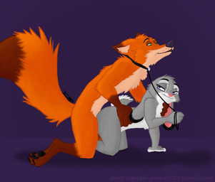 all_fours ambiguous_penetration anthro anthro_on_anthro bdsm cheek_tuft chest_tuft collar dipstick_ears dipstick_tail doggystyle dominant dominant_female duo ear_markings ears_down facial_tuft female female_penetrated from_behind_position fur gloves_(marking) half-closed_eyes holding_leash holding_object inner_ear_fluff interspecies leash leash_pull leashed_top leg_markings looking_back male male/female male_penetrating male_penetrating_female markings multicolored_body multicolored_ears multicolored_fur multicolored_tail narrowed_eyes penetration petplay pivoted_ears power_bottom predator/prey purple_background roleplay sex simple_background smile smirk socks_(marking) submissive submissive_male tail tail_markings tuft two_tone_body two_tone_fur smut-captain-jman0525 disney zootopia judy_hopps nick_wilde canid canine fox lagomorph leporid mammal rabbit 2017 hi_res