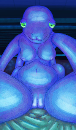 anthro areola bed bed_sheet bedding bedroom big_breasts big_stomach big_vulva blinds breasts female furniture genitals glistening glistening_eyes hands_behind_back leaning leaning_forward narrowed_eyes nervous nervous_smile nipples organs overweight pillow presenting reaching_towards_viewer reflection_in_eyes reflective_body sitting smile smiling_at_viewer solo spread_legs spreading stomach tentacles upward_angle vulva keli_kameks the_nature_of_predators aquatic kolshian_(the_nature_of_predators) mammal absurd_res hi_res