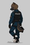 5_fingers anthro clothing duty_belt fingerless_gloves fingers footwear gloves handwear male police police_belt police_officer police_uniform police_vest socks solo text uniform white_clothing white_footwear white_socks tonyhsq seb_yu canid canine canis domestic_dog mammal 2:3 absurd_res english_text hi_res signature