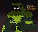 angry armpit_hair barazoku belly body_hair chest_hair claws glare hairy male moss nipples pecs plant shadow simple_background solo haira microsoft minecraft mojang xbox_game_studios glare_(minecraft) humanoid