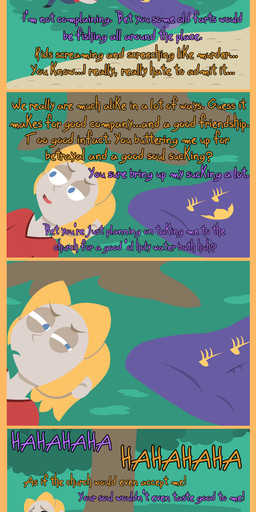 blonde_hair blue_eyes city duo empty_eyes fangs female hair larger_male male male/female park plant size_difference smaller_female teeth text tree yellow_eyes shane_frost belinda_(sleep_tight) davis_(sleep_tight) animate_inanimate human mammal 2025 absurd_res colored comic digital_media_(artwork) english_description english_text hi_res long_image tall_image