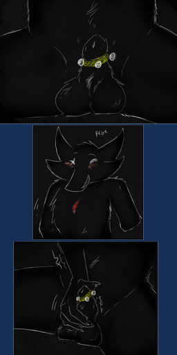 accessory amputee animal_genitalia anthro balls blood bodily_fluids claws cock_ring disability fully_sheathed fur genitals jewelry male masturbation nude penis penis_accessory penis_jewelry ring sheath solo white_eyes wounded conditional_dnp wolftacos homestuck ms_paint_adventures bec_noir canid canine mammal absurd_res alpha_channel comic digital_drawing_(artwork) digital_media_(artwork) hi_res sketch
