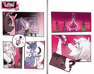 anthro big_breasts bikini bikini_top black_nose bottomwear breasts clothed clothed_anthro clothed_female clothing confusion drinking duo female fondling fur grey_body grey_fur hair male male/female pants potion potion_bottle shield swimwear teeth tongue tongue_out two-piece_swimsuit white_body white_fur white_hair bloop_(artist) blizzard_entertainment warcraft lexi_joyhart canid mammal vulpera werecanid werecreature worgen comic hi_res