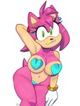 aged_up anthro asian_clothing big_breasts breasts clothing east_asian_clothing female front_view gloves green_eyes hand_behind_head handwear japanese_clothing looking_at_viewer maebari mostly_nude navel pasties pink_body simple_background solo white_background monamania sega sonic_the_hedgehog_(series) amy_rose eulipotyphlan hedgehog mammal 2023 3:4 absurd_res hi_res portrait three-quarter_portrait