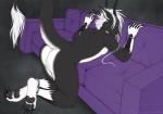 anthro black_body black_fur butt claws fur furniture hair looking_back male nude pawpads raised_tail sofa solo tail white_hair ultraviolet asian_mythology east_asian_mythology mythology krauti_mercedes dragon eastern_dragon furred_dragon furred_scalie mythological_creature mythological_scalie scalie hi_res