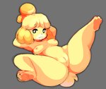 anthro breasts female fur genitals looking_at_viewer nipples nude pussy solo thick_thighs yellow_body yellow_fur englam animal_crossing nintendo isabelle_(animal_crossing) canid canine canis domestic_dog mammal colored