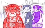 anthro camera clothing eyes_closed group hat headgear headwear heart_symbol male shirt slightly_chubby topwear taiyo_renai lifewonders tokyo_afterschool_summoners alp_(tas) bandaid_protagonist_(tas) protagonist_(tas) zhurong_(tas) ailurid bear giant_panda human mammal red_panda 2021 meme