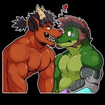 abs anthro belly duo green_body hair male male/male muscular muscular_anthro muscular_male smile teeth tongue mezzmar gator_(streamer) invader_(invaderthegator) zaron alligator alligatorid crocodile crocodilian lizard reptile scalie 1:1 absurd_res alpha_channel digital_media_(artwork) hi_res