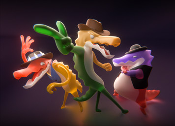 4_fingers anthro biped blue_kerchief blue_neckerchief bowler_hat brown_clothing brown_hat brown_headwear brown_topwear brown_vest candy clothing countershade_face countershade_neck countershade_tail countershade_torso countershading cowboy_hat crossed_arms dessert empty_eyes featureless_feet feet finger_gun fingers food gesture green_body green_tail group gummy_(food) hand_gesture hat hat_only headgear headgear_only headwear headwear_only kerchief male male_anthro mostly_nude mostly_nude_anthro mostly_nude_male naturally_censored neckerchief neckwear on_model open_mouth open_smile pose purple_body red_body red_tail red_tongue simple_background smile snout standing tail tongue topwear trio vest waving white_body white_countershading yellow_body yellow_tail zayjax glitch_productions the_amazing_digital_circus chad_(tadc) gummigoo_(tadc) max_(tadc) alligator alligatorid crocodilian food_creature gummy_creature living_candy reptile scalie 2024 3d_(artwork) blender_(artwork) colored digital_media_(artwork) english_description hi_res shaded substance_painter_(artwork)