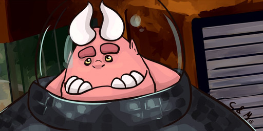 black_clothing black_topwear clothed clothing front_view glistening glistening_eyes horn humanoid_pointy_ears male male_humanoid mouth_closed overweight overweight_humanoid overweight_male pink_body pink_skin pointy_ears solo teeth topwear white_horn yellow_eyes chocolateandmilk vincent_(chocolate-beverage) humanoid imp 2015 bust_portrait dated portrait