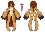 anthro fangs female hair long_hair long_tongue nude scar solo teeth tongue tartaurus nada mammal pilosan sloth xenarthran absurd_res hi_res model_sheet