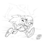 anthro boots carrying_another clothing eyelashes eyes_closed female footwear gloves handwear jacket male male/female open_mouth running shoes smile surprise topwear finimun archie_comics sega sonic_the_hedgehog_(archie) sonic_the_hedgehog_(comics) sonic_the_hedgehog_(series) nicole_(computer) sally_acorn sonic_the_hedgehog chipmunk eulipotyphlan ground_squirrel hedgehog mammal rodent sciurid 2018 greyscale monochrome