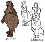 2017 anthro breasts clothing english_text female genitals gnoll gnollbard hair hi_res hyena lingerie mammal nipples nude pussy solo spotted_hyena text trout_(artist) underwear
