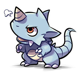 3_fingers ambiguous_gender chibi claws fingers grey_body horn open_mouth red_eyes simple_background snaggle_tooth solo thumpleweed nintendo pokemon generation_1_pokemon pokemon_(species) rhydon 2019 colored digital_media_(artwork) digital_painting_(artwork) hi_res painting_(artwork) shaded