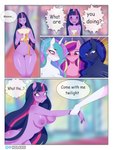 3:4 absurd_res anthro anthrofied breasts comic english_text equid equine female friendship_is_magic genitals hasbro hi_res holaxes horn mammal my_little_pony mythological_creature mythological_equine mythology nude princess_cadance_(mlp) princess_celestia_(mlp) princess_luna_(mlp) pussy sibling_(lore) sister_(lore) sisters_(lore) text twilight_sparkle_(mlp) unicorn