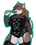 anthro by-kanou bykanou candy dessert eyewear female food glasses holidays slightly_chubby solo kanou halloween kano canid canine canis domestic_dog husky mammal nordic_sled_dog spitz 4:5 colored_sketch digital_media_(artwork) hi_res shaded sketch