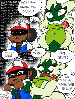 angry anthro aroused big_breasts breasts clothing cross-popping_vein dark_body dark_skin dialogue duo facial_hair fangs female fur jealous larger_anthro larger_female male male/female narrow_pupils profanity protective scaroused self_insert shadowed_eyes shaking size_difference smaller_human smaller_male teeth territorial text trembling wall_of_text smd_(smmyart) nintendo plap_plap_get_pregnant pokemon artist_self-insert felid feline floragato generation_9_pokemon human mammal pokemon_(species) english_text hi_res meme
