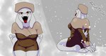 anthro clothed clothing female mouth_shot open_mouth red_eyes snow snowing solo tail arcatech undertale_(series) toriel bovid caprine goat mammal absurd_res hi_res