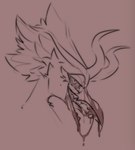 anthro beak blood blood_drip blood_in_mouth blood_on_face blood_string bodily_fluids dripping feathers female horn solo teeth toothed_beak vore boidbwain seraph ophelia_(boidbwain) angel avian biblically_accurate_angel bird seraph_(angel) headshot_portrait hi_res portrait sketch