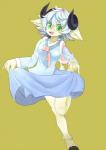 anthro bottomwear clothing female green_eyes hair kemono simple_background skirt solo white_hair kemo_neko bovid caprine domestic_sheep hair_sheep mammal sheep wiltshire_horn digital_media_(artwork) hi_res shaded