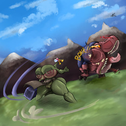 4_eyes anthro big_breasts big_butt big_vulva breasts butt female genitals grass green_body green_skin hammer huge_breasts lips long_neck multi_eye plant solo tail tools vulva yaginoko capcom mario_bros monster_hunter nintendo flora_noko_(yaginoko) anjanath brute_wyvern elemental_creature flora_fauna piranha_plant 1:1 absurd_res hi_res
