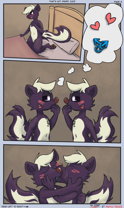 anthro blush blush_lines duo kissing making_out male male/male selfcest skunk_tail square_crossover text razzle_the_red razzle_(razzle_the_red) mammal mephitid skunk 3:5 absurd_res comic english_text hi_res