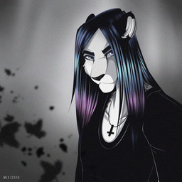 alternative_fashion anthro clothed clothing cross ear_piercing goth inverted_cross looking_at_viewer male piercing solo galacticmichi mishra felid mammal pantherine snow_leopard 1:1 2016