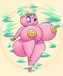 big_breasts blue_eyes breasts clothing crown female footwear headgear high_heels huge_breasts looking_at_viewer one_eye_closed pasties pink_body power_up shoes solo thick_thighs tornado wink winking_at_viewer huztar kirby_(series) nintendo kirby tornado_kirby alien humanoid hi_res