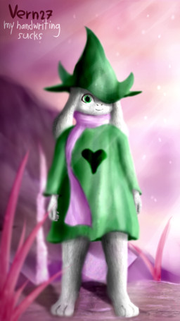 anthro clothing fur green_clothing green_eyes hat headgear headwear male robe solo white_body white_fur vern27 deltarune undertale_(series) ralsei bovid caprine darkner goat mammal absurd_res hi_res